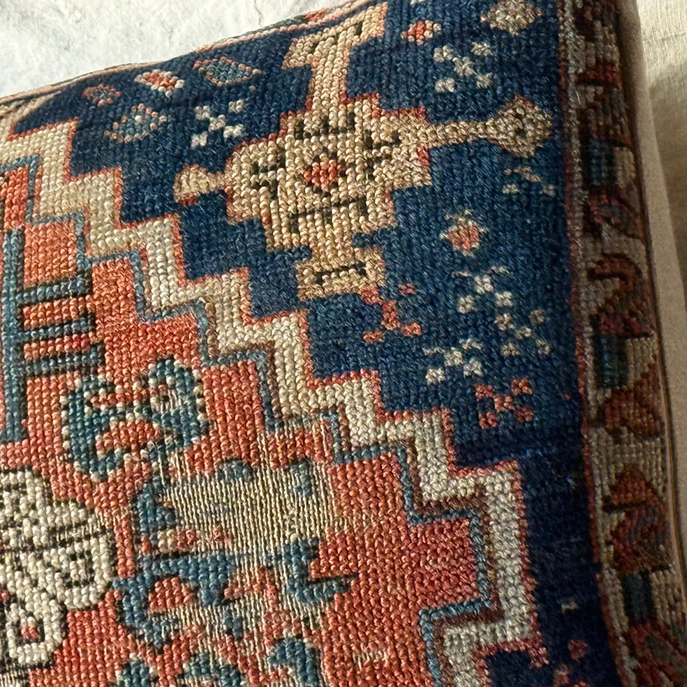 Antique Caucasian Rug Pillow #2 - Image 3