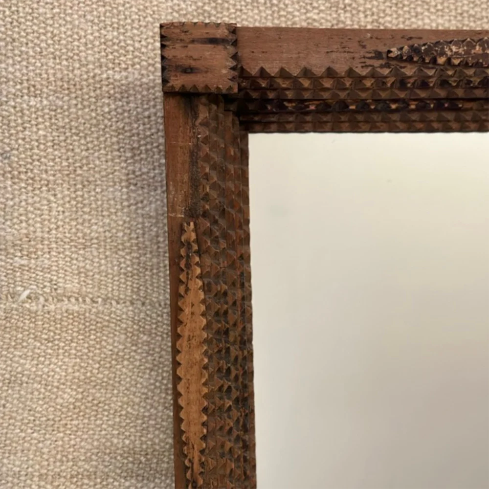 16.5" H Vintage American Tramp Art Mirror Pair - Image 4