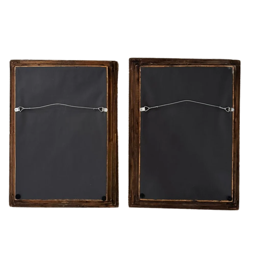 16.5" H Vintage American Tramp Art Mirror Pair - Image 5